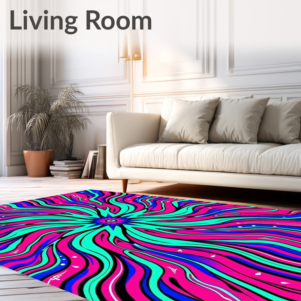 Vibrant Psychedelic Burst Abstract Rug