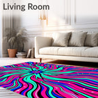 Vibrant Psychedelic Burst Abstract Rug