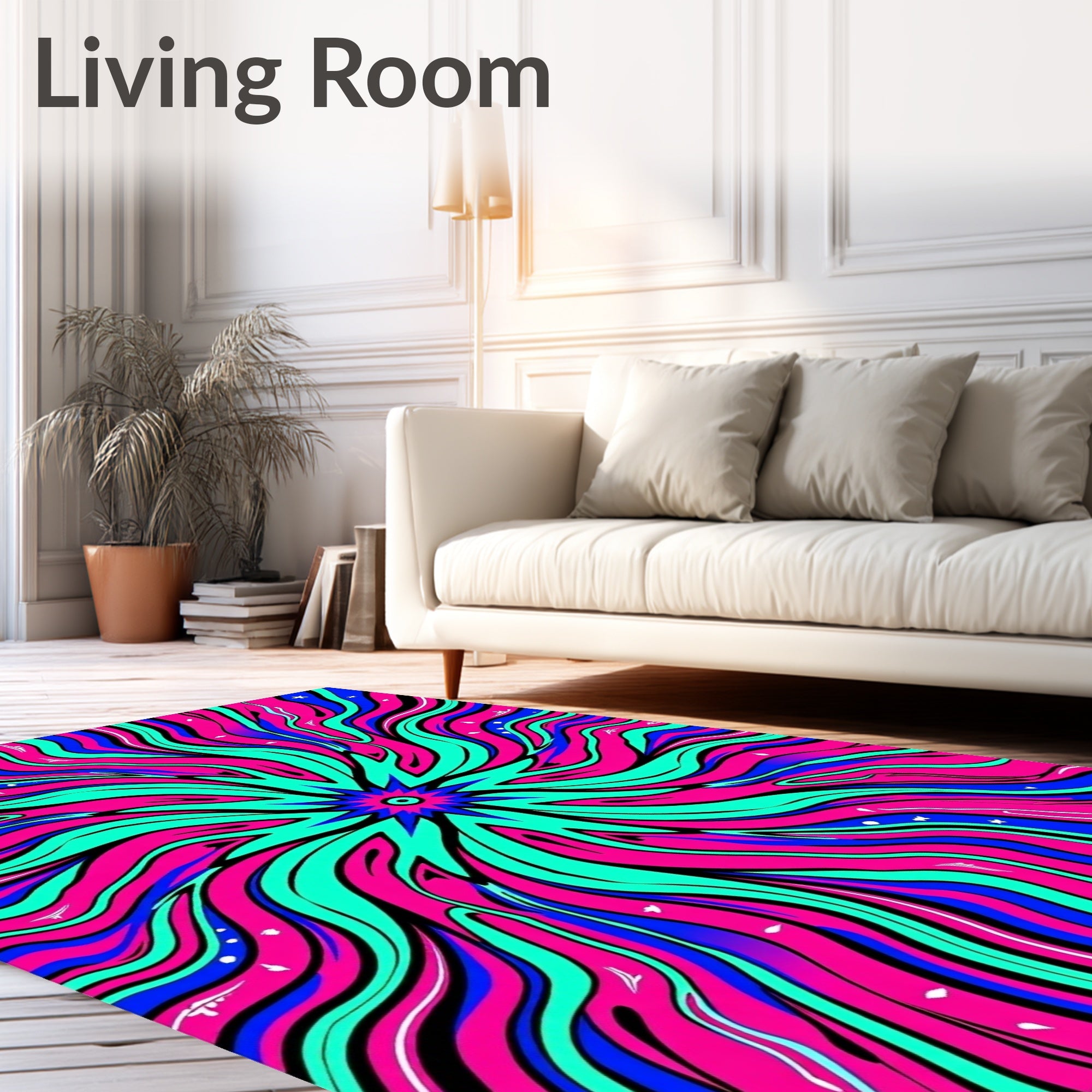 Vibrant Psychedelic Burst Abstract Rug