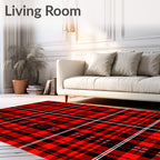 Bold Red Black Plaid Checkered Rug