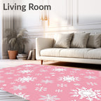 Pink and White Snowflake Cluster Rug