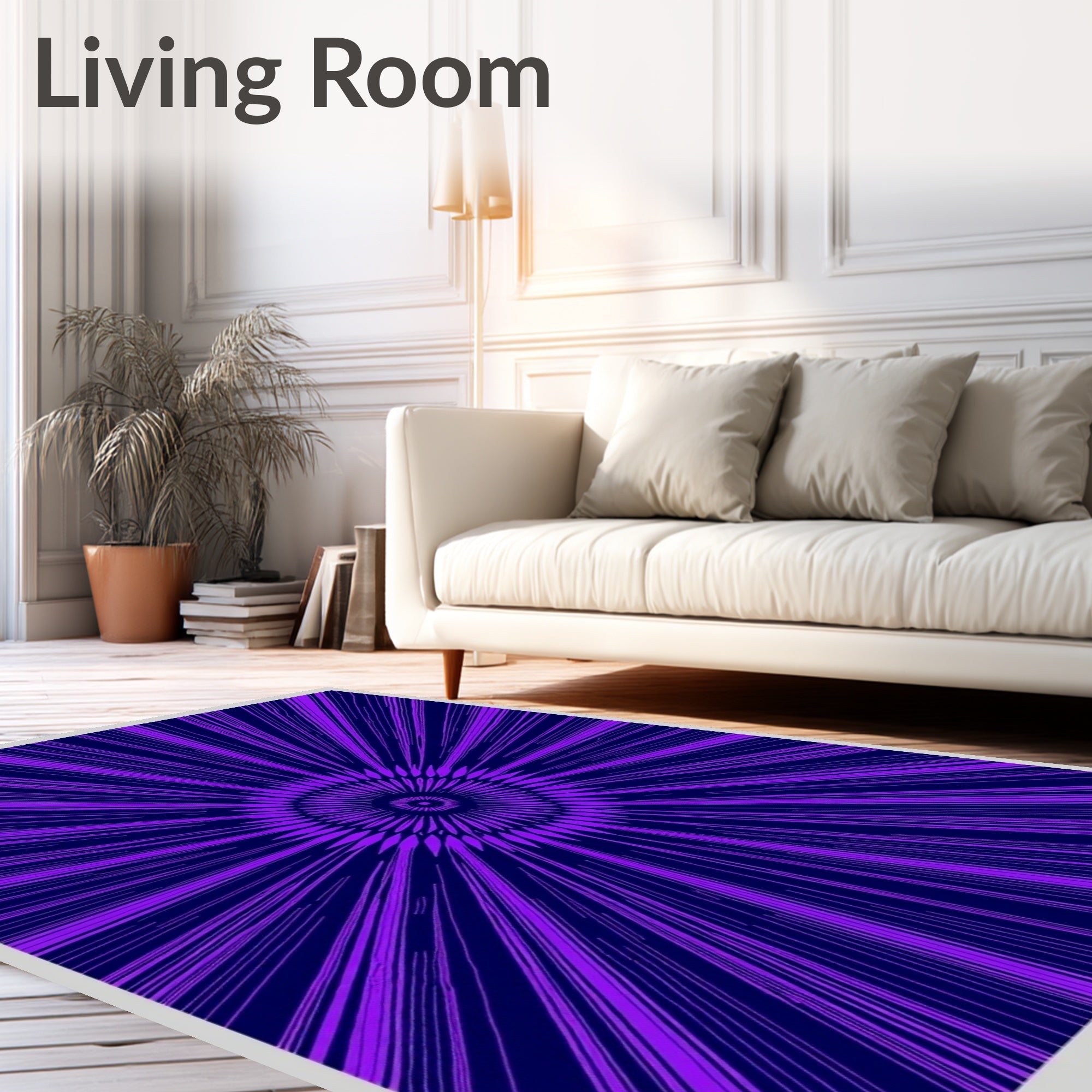 Vibrant Purple Sunburst Geometric Rug