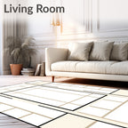 Modern Beige Geometric Block Rug