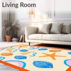Coastal Summer Shell Starfish Whimsy Rug