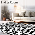 Monochromatic Black White Abstract Grid Rug
