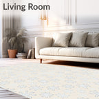 Light Cream Snowflake Scatter Print Rug