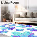Whimsical Blue Floral Creature Scatter Rug