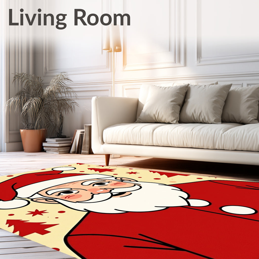 Christmas Santa Claus Red Trees Rug