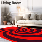 Vibrant Red Swirl Spiral Rug