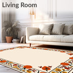 Harvest Pumpkin Fall Foliage Border Rug