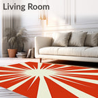 Bold Red Sunburst Rays Rug
