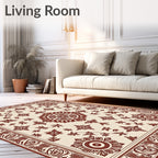 Crimson Floral Medallion Jacobean Rug