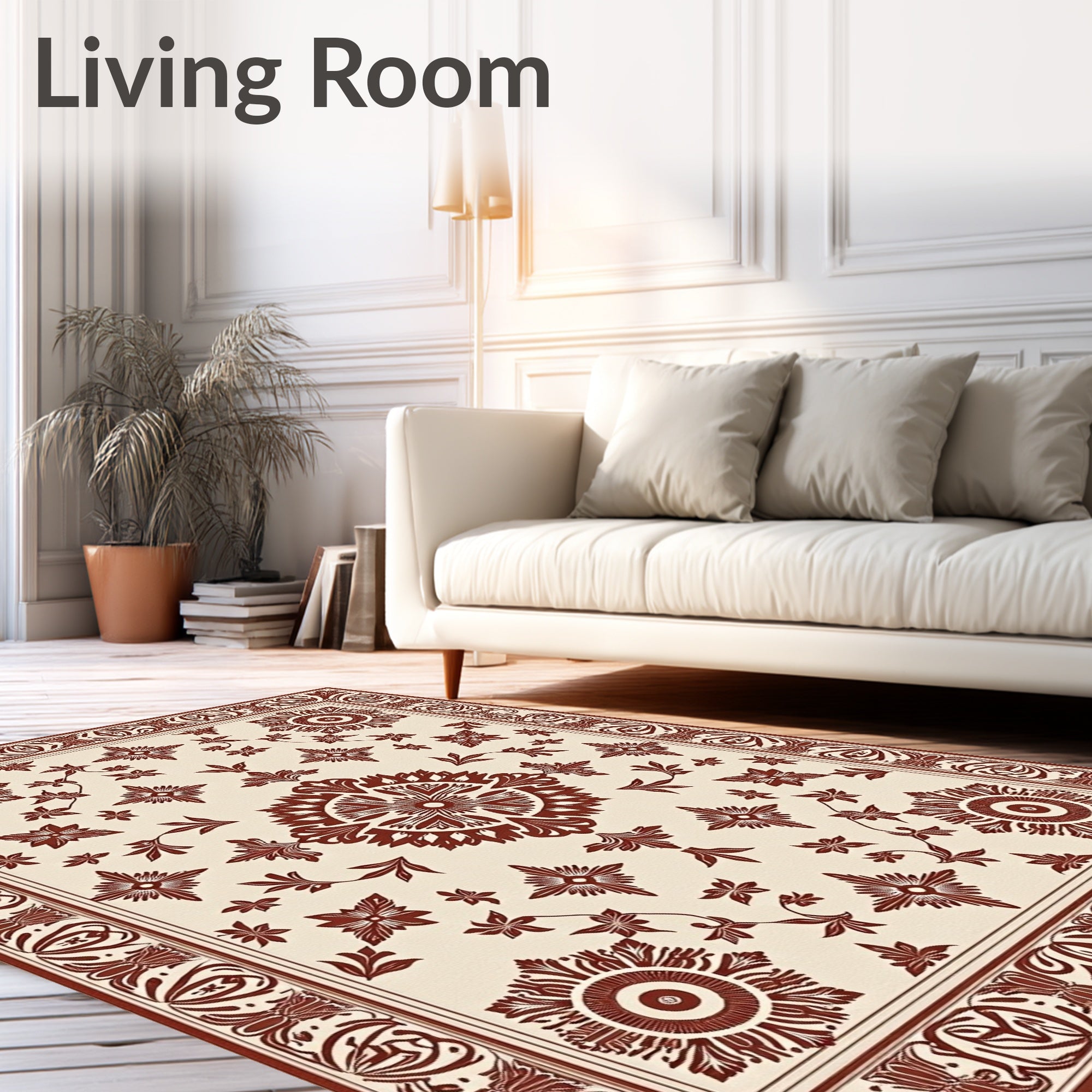 Crimson Floral Medallion Jacobean Rug