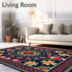 Navy Crimson Gold Nutcracker Mandala Rug