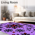 Purple Black Red Snowflake Medallion Rug