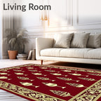Crimson Gold Ornate Goblet Border Rug