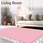 Pink Floral Medallion Border Rug