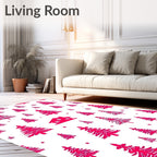 Crimson Christmas Trees Snowfall House Rug