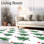 Green Christmas Trees Red Orb Rug