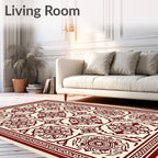 Crimson Burgundy Medallion Square Layout Rug