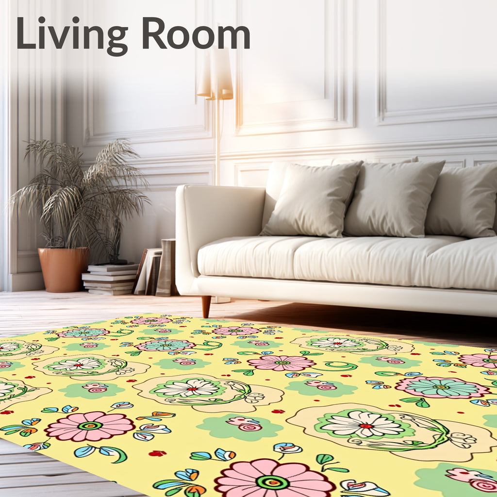 Pastel Floral Medallion Garden Rug