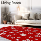 Jubilant White Snowflakes on Red Rug