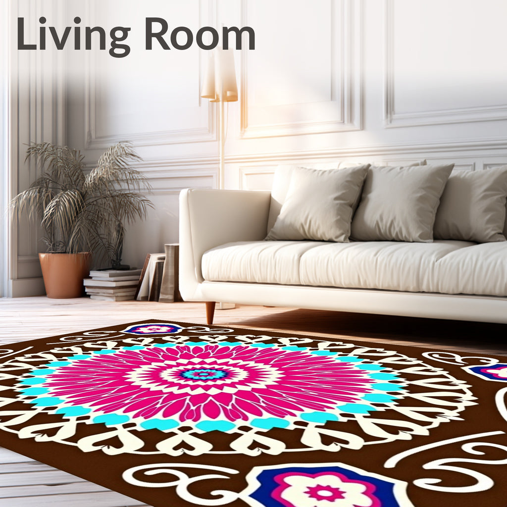 Vibrant Fuchsia Mandala Bloom Rug