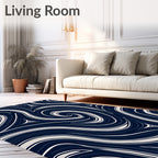 Fluid Navy Cream Swirls Rug