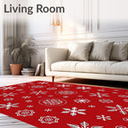 Crimson White Snowflake Medley Rug