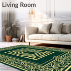 Emerald Green Abstract Geometric Frame Rug