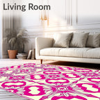 Vibrant Magenta Floral Symmetry Rug