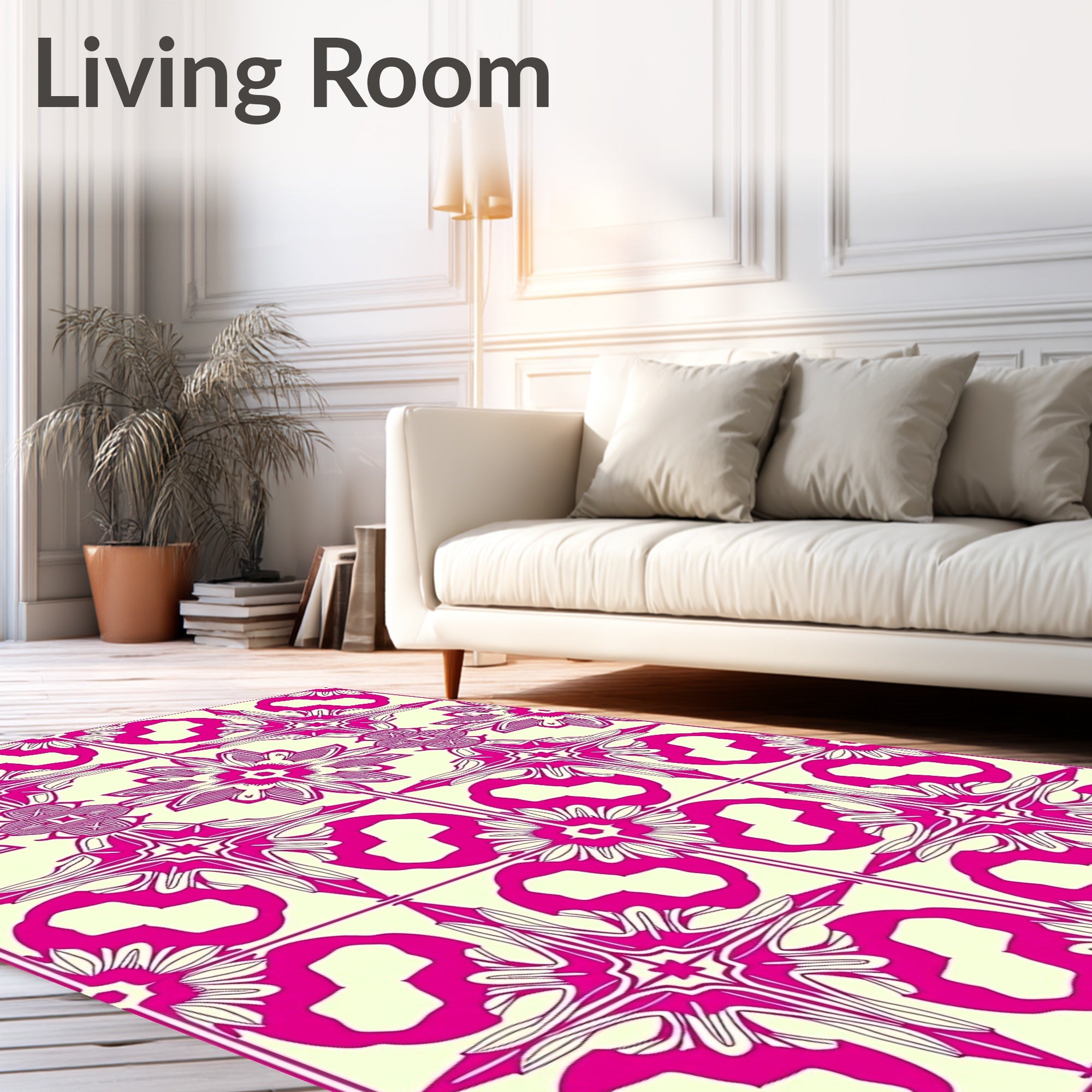 Vibrant Magenta Floral Symmetry Rug