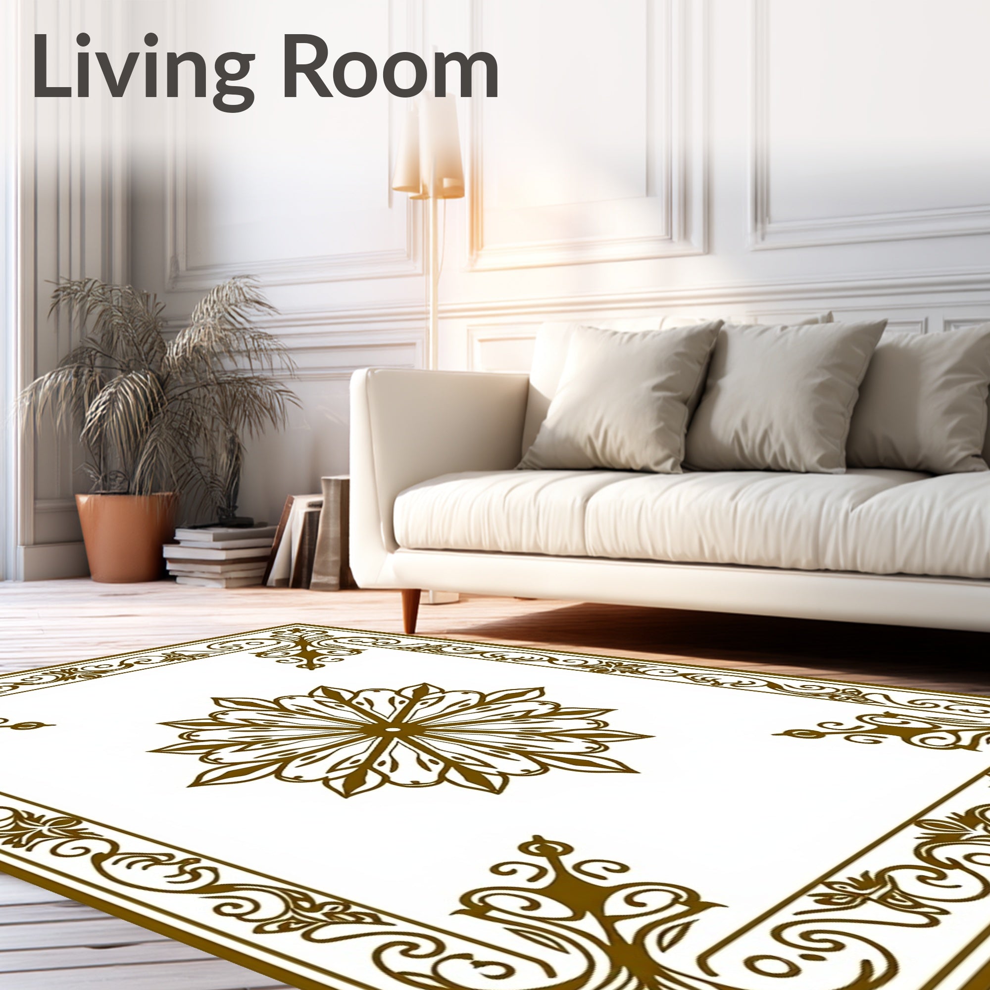 Brown Ornamental Floral Medallion Rug