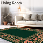 Ornate Coral Floral Vine Border Rug