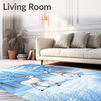 White Deer In Snowy Forest Scene Rug
