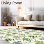 Green Blue Floral Vine Art Nouveau Rug