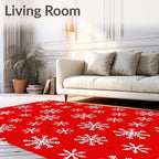 White Snowflake Scarlet Collage Rug