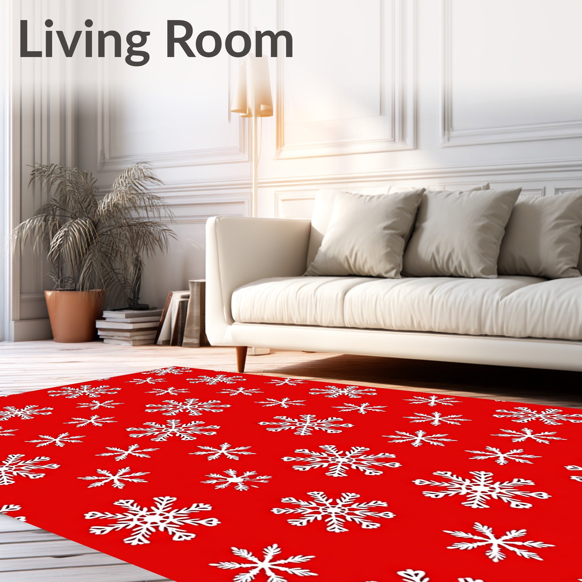 White Snowflake Scarlet Collage Rug