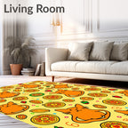 Orange Cats And Citrus Rounds Rug