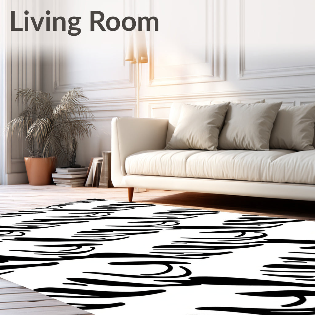 Organic Black Stripe Abstract Rug