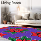 Vibrant Red Poinsettia Floral Background Rug
