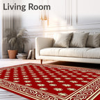 Crimson Red Cream Bordered Medallion Rug