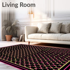 Black Pink Yellow Interlocking Geometric Frame Rug