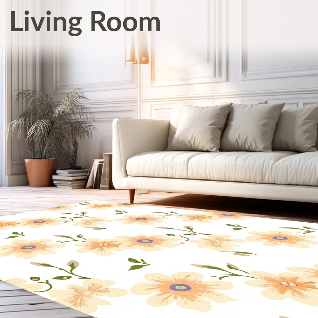 Cream Petal Blossom Scatter Rug