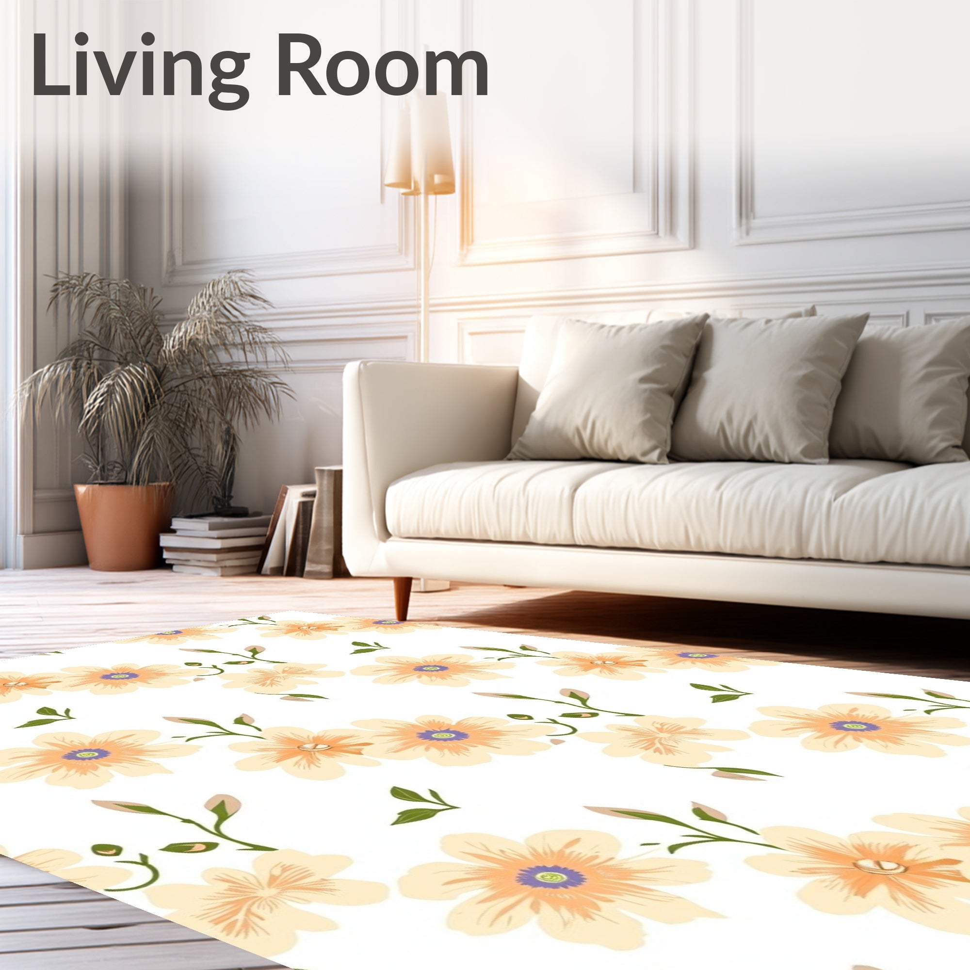 Cream Petal Blossom Scatter Rug