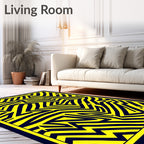 Bold Yellow Navy Zigzag Abstract Rug