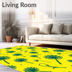 Whimsical Green Dandelion Bloom Print Rug