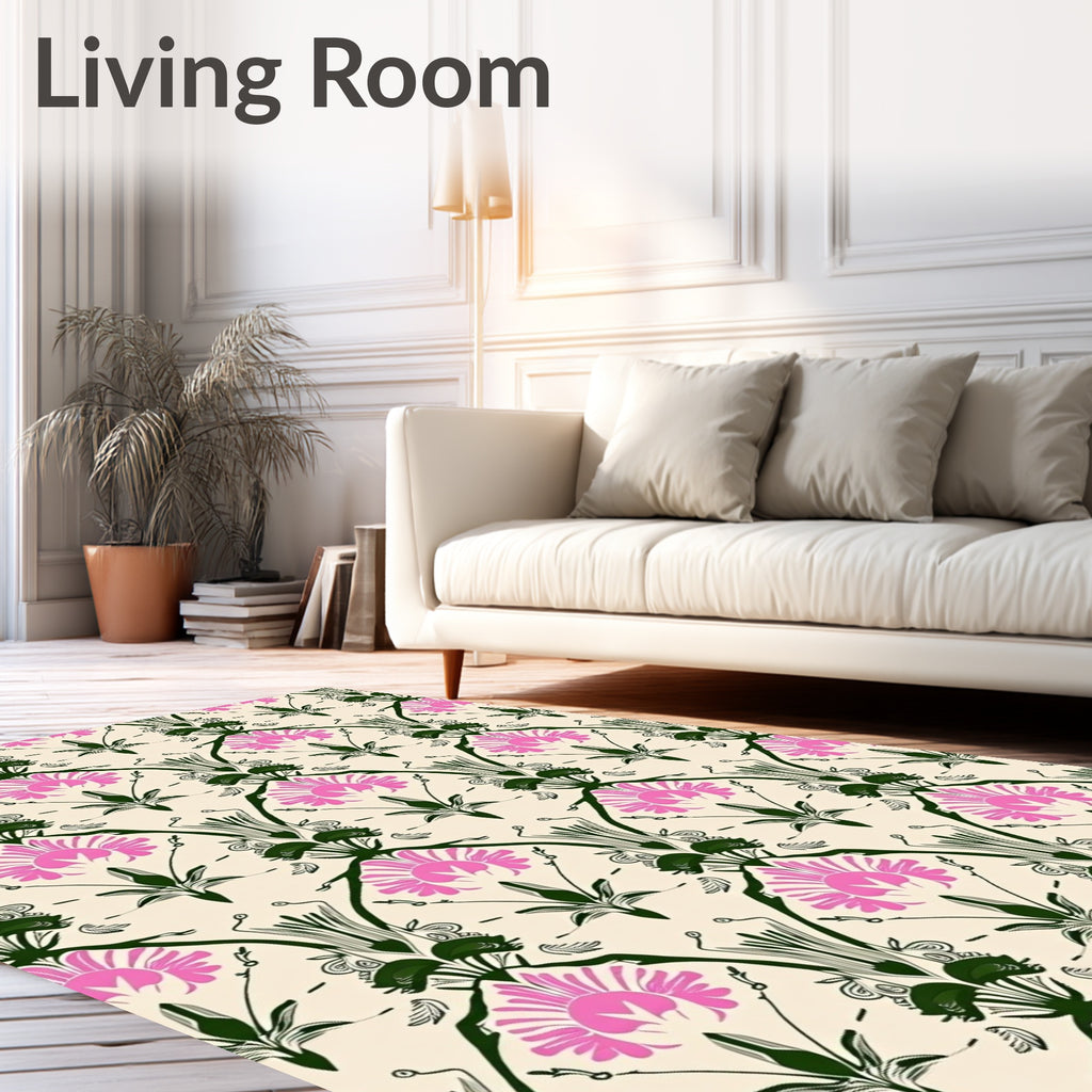 Art Nouveau Pink Floral Arch Accent Rug