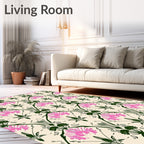 Art Nouveau Pink Floral Arch Accent Rug