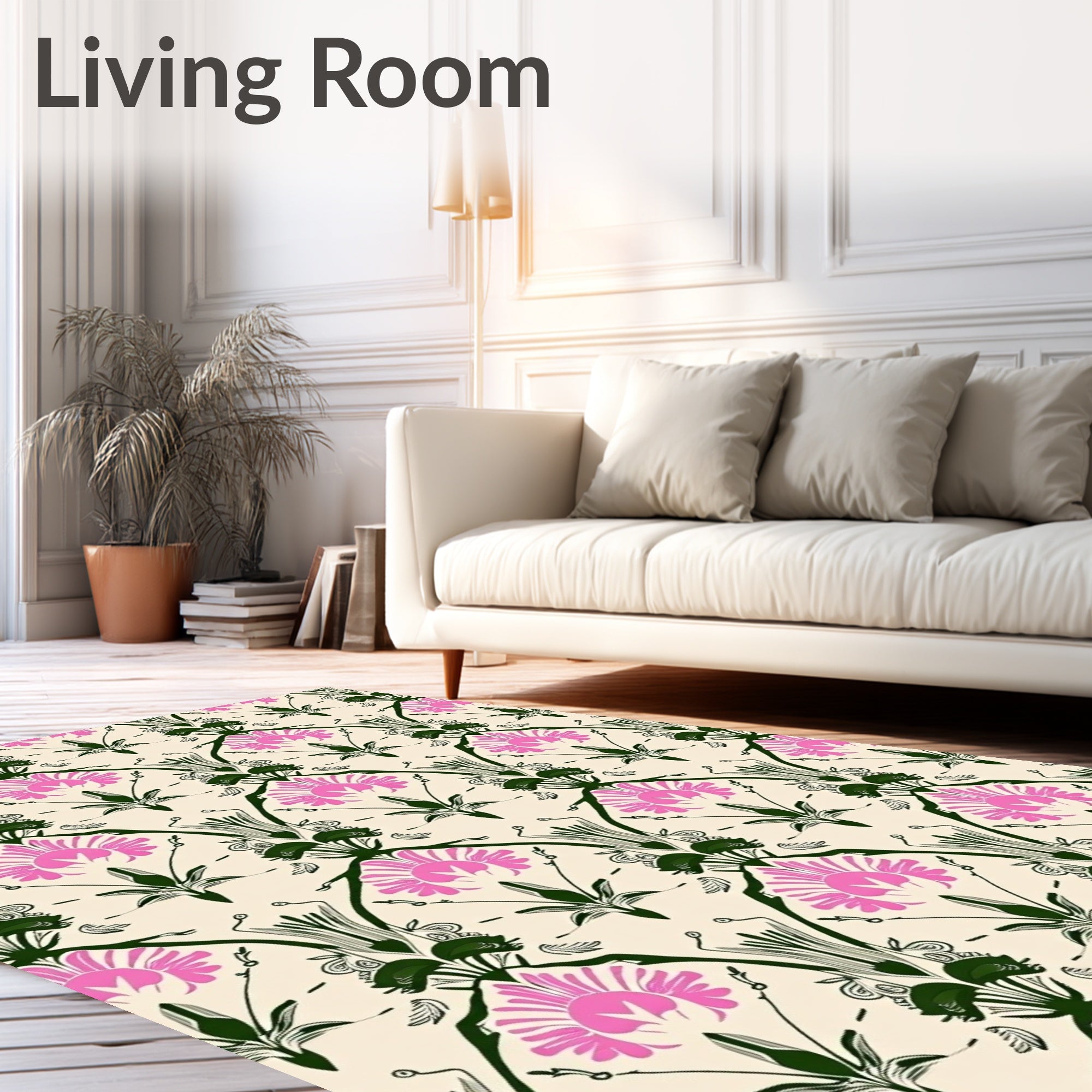 Art Nouveau Pink Floral Arch Accent Rug